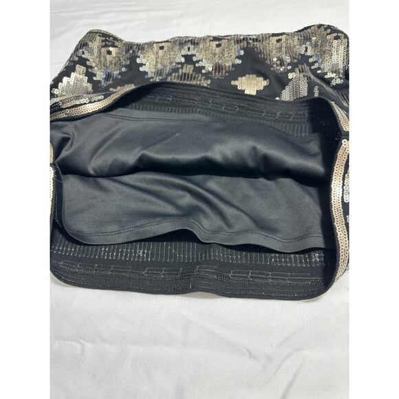 Women's Express Aztec Print Black Silver Sequin Mini Skirt Bodycon Party XS/TP - Picture 6 of 8